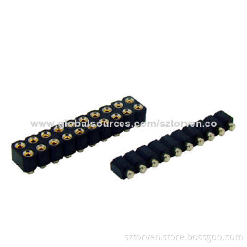 Machined pin socket connector, 254mm surface mount, single row and dual row, 4.2mm pin length